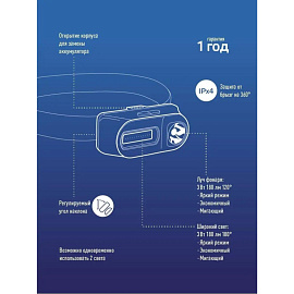 Фонарь налобный светодиодный Космос KocH3WDLith аккумуляторный