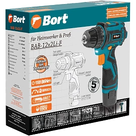 Дрель-шуруповерт аккумуляторная BORT BAB-12x2Li-F