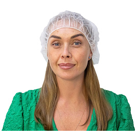 Шапочка одноразовая берет белая (100 штук в упаковке)