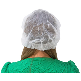 Шапочка одноразовая берет белая (100 штук в упаковке)