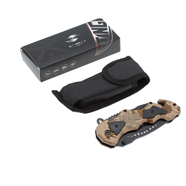 Нож складной Stinger 100 мм нержавеющая сталь/алюминий (черный/коричневый)