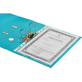 Папка-регистратор Attache А4 75 мм бирюзовая бумвинил с защитным уголком