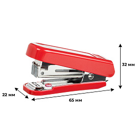 Степлер-мини Комус до 16 листов красный (скобы № 10, с антистеплером)