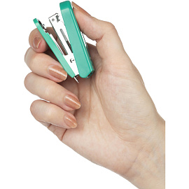 Степлер-мини Комус до 16 листов зеленый (скобы № 10, с антистеплером)