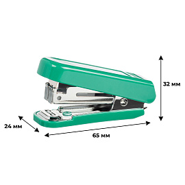 Степлер-мини Комус до 16 листов зеленый (скобы № 10, с антистеплером)