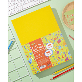 Картон цветной Выбор есть (№1School) Отличник (282х201 мм, 80 листов, 10 цветов, немелованный)