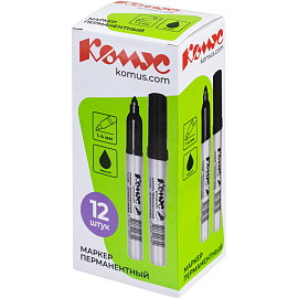 Маркер перманентный Комус PY2304 черный (толщина линии 1-4 мм) круглый наконечник