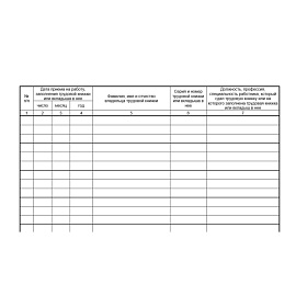 Книга учета движения трудовых книжек и вкладышей 32 листа А4 КД-01 в линейку на скрепке блок офсет (обложка - картон) нов. редакция