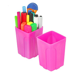 Подставка-стакан для канцелярских принадлежностей Attache Neon розовая 10x7x7 см