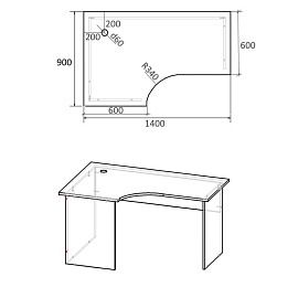Стол угловой Easy to lead Easy One LT 22/16 правый (серый, 1400х900х740 мм)