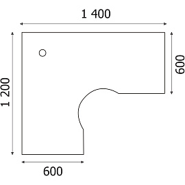 Стол угловой Комус Мебель Easy One LT 22/16 левый (серый, 1400х1200х740 мм)