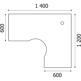 Стол угловой Easy to lead Easy One LT 22/16 правый (серый, 1400х1200х740 мм)