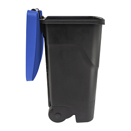 Контейнер-бак мусорный 85 л пластиковый на 2-х колесах черный\синий