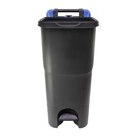 Контейнер-бак мусорный 85 л пластиковый на 2-х колесах черный\синий