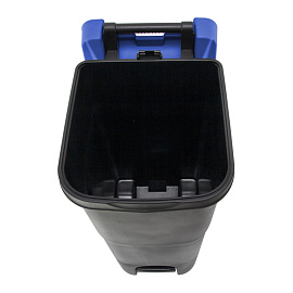 Контейнер-бак мусорный 85 л пластиковый на 2-х колесах черный\синий