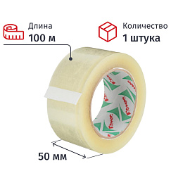 Клейкая лента упаковочная Комус 50 мм x 100 м 50 мкм прозрачная