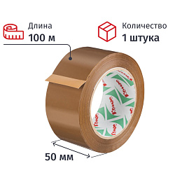 Клейкая лента упаковочная Комус 50 мм x 100 м 50 мкм коричневая