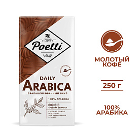 Кофе молотый Poetti Daily Arabica 250 г (пакет)
