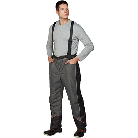 Брюки рабочие зимние мужские Nайтстар Алькор со светоотражающим кантом серые из ткани Lokker (размер 60-62, рост 182-188)