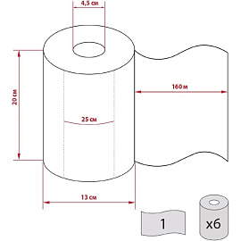 Полотенца бумажные рулонные M1 1-слойные белые 6 рулонов по 160 метров (П160201)