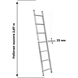 Лестница приставная Алюмет алюминиевая односекционная 7 ступеней (5107)
