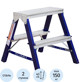 Стремянка стальная/алюминиевая 2x2 ступени Алюмет MD8202
