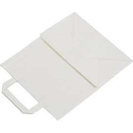 Крафт-пакет бумажный белый с плоскими ручками 24x14х28 см 80 г/кв.м био (300 штук в упаковке)