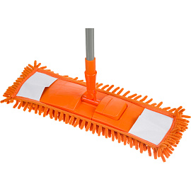 Швабра флаундер (плоская) насадка синель 40x10 см телескопическая рукоятка 67-120 см металл