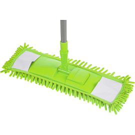 Швабра флаундер (плоская) насадка синель 40x10 см телескопическая рукоятка 67-120 см металл