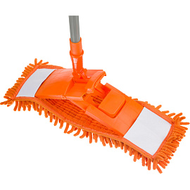 Швабра флаундер (плоская) насадка синель 40x10 см телескопическая рукоятка 67-120 см металл