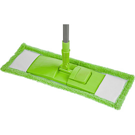 Швабра флаундер (плоская) насадка микрофибра 40x10 см телескопическая рукоятка 67-120 см металл
