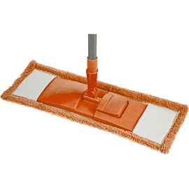 Швабра флаундер (плоская) насадка микрофибра 40x10 см телескопическая рукоятка 67-120 см металл