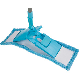 Швабра флаундер (плоская) насадка микрофибра 40x10 см телескопическая рукоятка 67-120 см металл