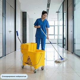 Тележка уборочная Luscan Professional 1-ведерная с отжимом 20 л (желтая)