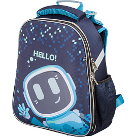 Ранец Комус Класс (№1 School) Basic Robot Hello анатомический синий с двумя отделениями