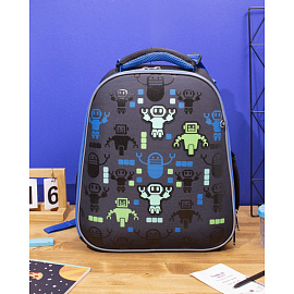 Ранец Комус Класс (№1 School) Basic Robot Hello анатомический синий с двумя отделениями