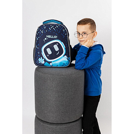 Ранец Комус Класс (№1 School) Basic Robot Hello анатомический синий с двумя отделениями