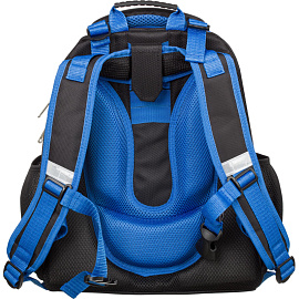 Ранец Комус Класс (№1 School) Basic Robot Паттерн анатомический черный фигурные резиновые нашивки с двумя отделениями