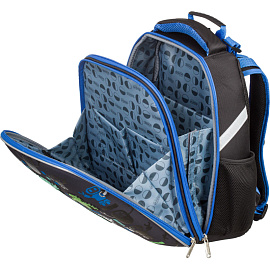 Ранец Комус Класс (№1 School) Basic Robot Паттерн анатомический черный фигурные резиновые нашивки с двумя отделениями