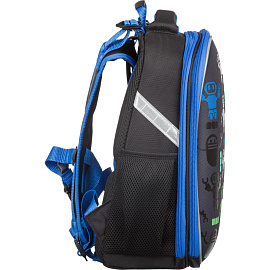 Ранец Комус Класс (№1 School) Basic Robot Паттерн анатомический черный фигурные резиновые нашивки с двумя отделениями