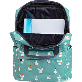 Рюкзак Комус Класс (№1 School) Квадро Гуси 17 л зелёный
