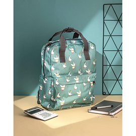 Рюкзак Комус Класс (№1 School) Квадро Гуси 17 л зелёный