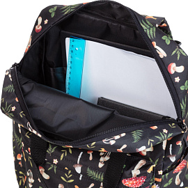 Рюкзак Комус Класс (№1 School) Квадро Грибы 17 л чёрный