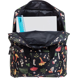 Рюкзак Комус Класс (№1 School) Квадро Грибы 17 л чёрный