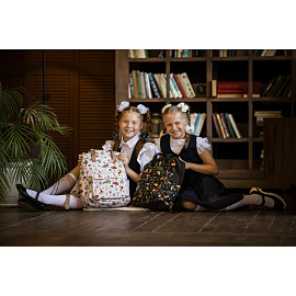 Рюкзак Комус Класс (№1 School) Квадро Грибы 17 л чёрный