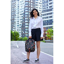 Рюкзак Комус Класс (№1 School) Квадро Грибы 17 л чёрный