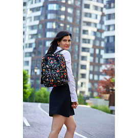 Рюкзак Комус Класс (№1 School) Квадро Грибы 17 л чёрный