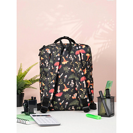 Рюкзак Комус Класс (№1 School) Квадро Грибы 17 л чёрный