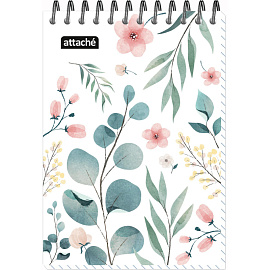 Блокнот Attache Цветы А6 40 листов в клетку на спирали (102х146 мм)