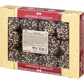 Печенье сдобное в глазури Деловой Стандарт с фундуком и шоколадом 340 г